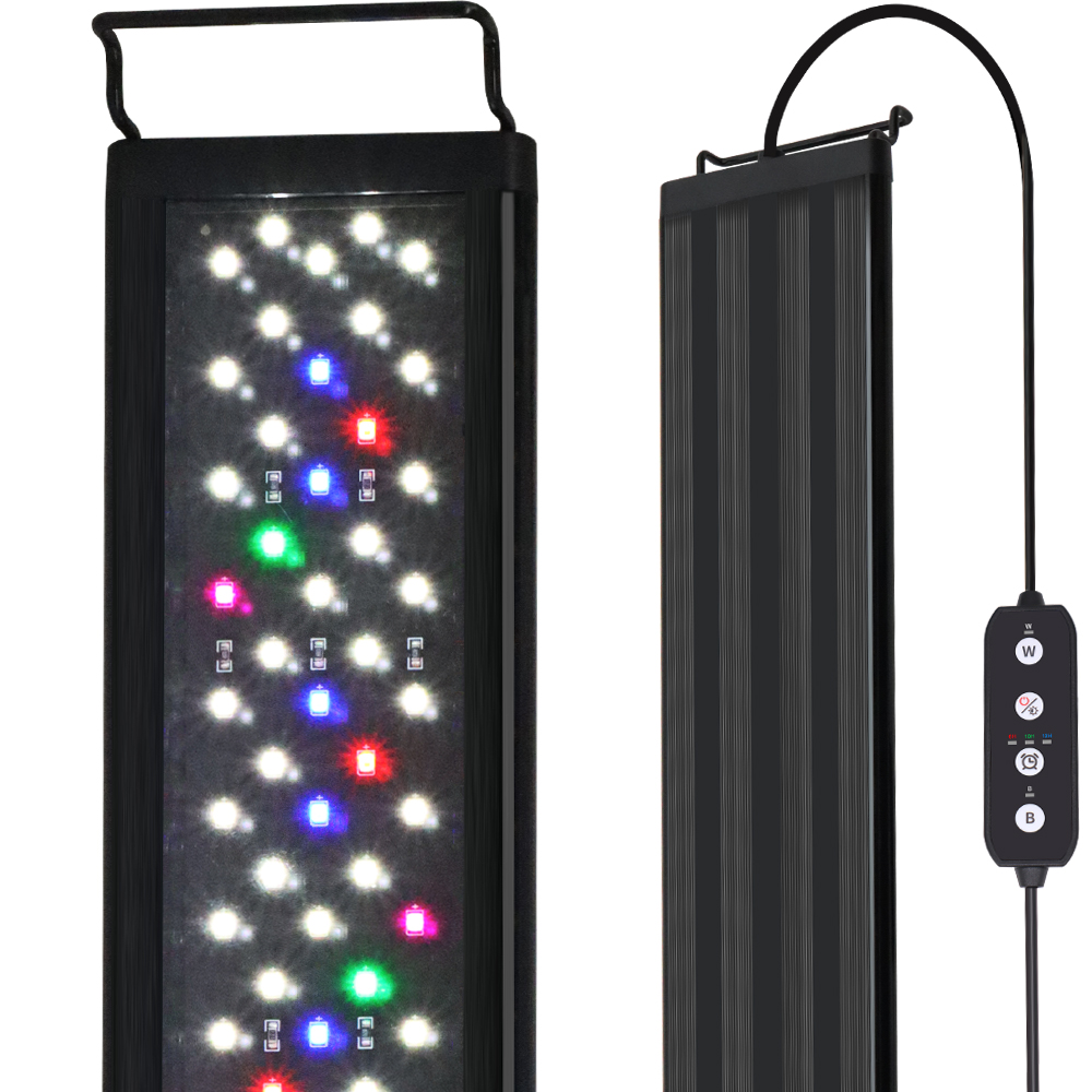Aquarium Plant Growth - 12-30インチ水槽用フルスペクトルLEDライト、タイマーとメモリ機能付き、水草育成ライト100-240V