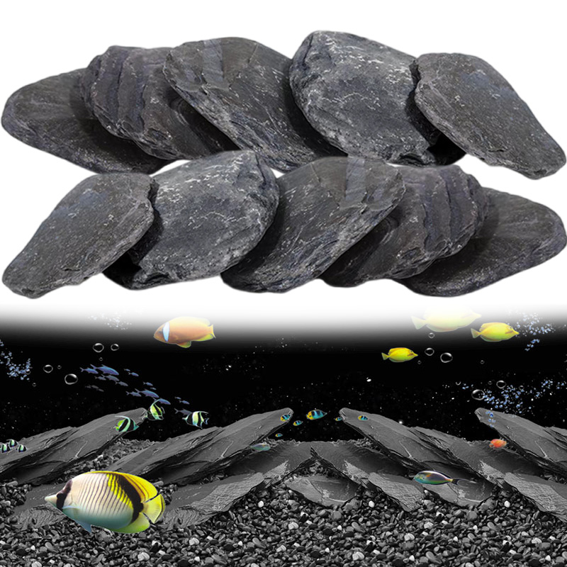Planted Aquarium Hardscape - 500g/1000g アクアリウムスレートチップ – 魚に安全なハードスケープロック、エビの隠れ家、ベタタンク、淡水水草栽培用基質に最適 TMZ