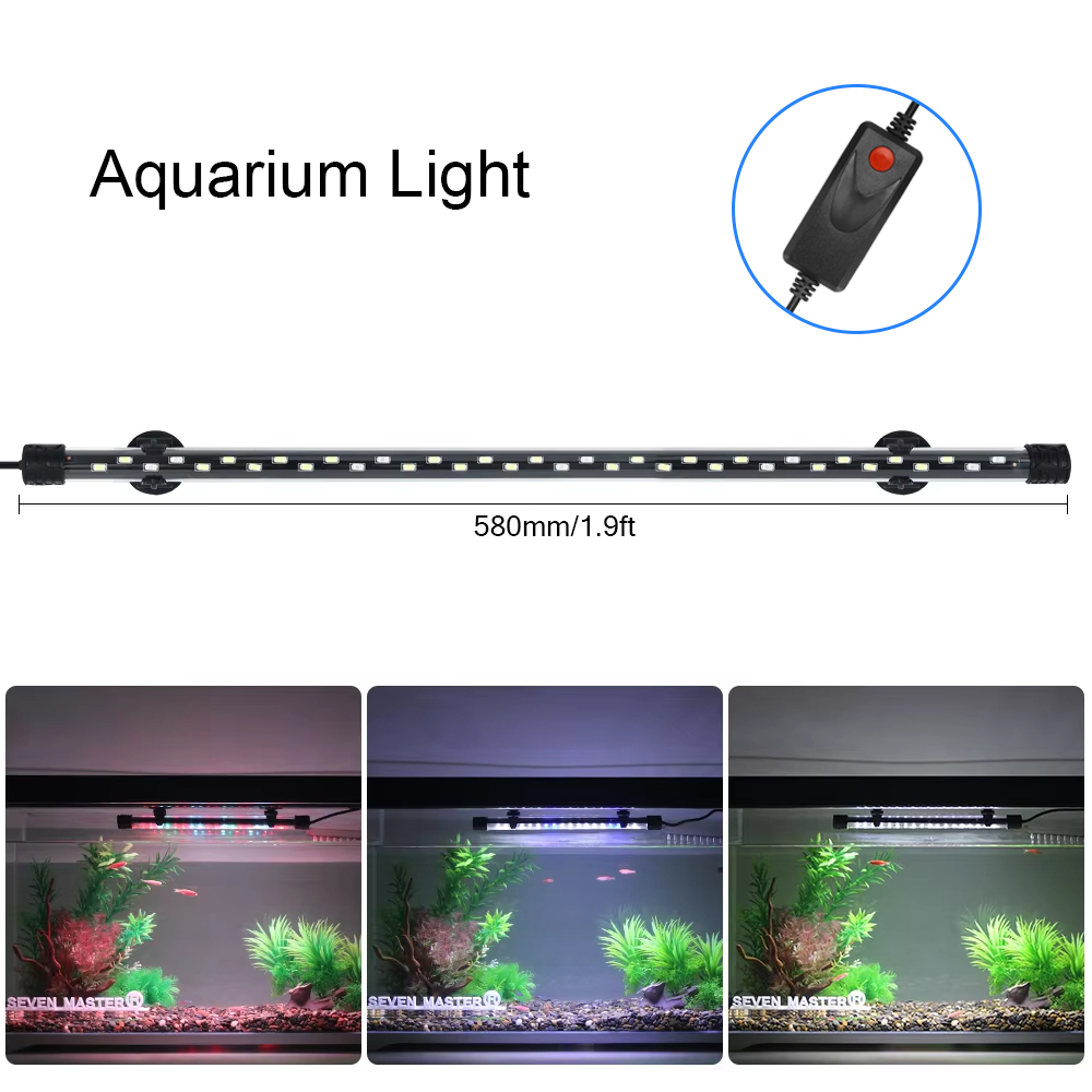 Aquarium Planted Tank Light - 防水LED水族館植物成長ランプ,水槽ライト,水中水族館ライト,装飾照明,90-260v,5730チップ,58cm