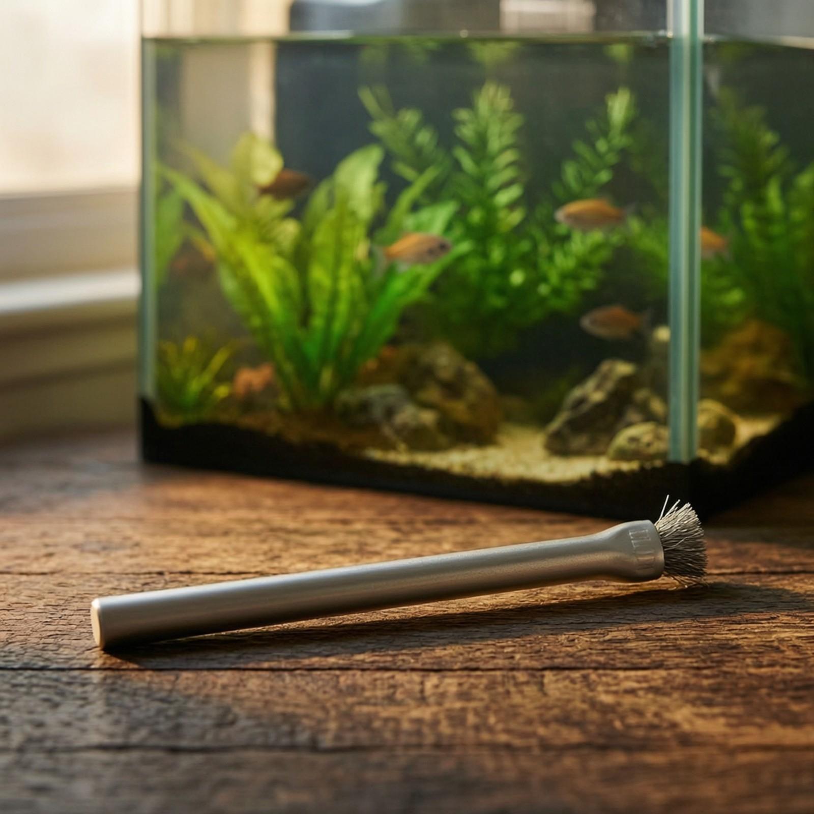 Planted Aquarium Hardscape - 水槽用藻類ブラシ、ステンレス製ワイヤー製、水槽の装飾、バイオフィルム除去、魚のいる水槽の岩や木の表面の清掃に。滑り止め加工。