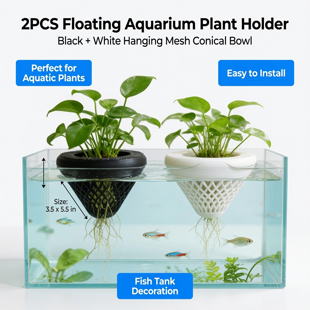 2個入りフローティングアクアリウムプラントホルダー、水槽用吊 - Aquarium Plant Growth のレビューと価格