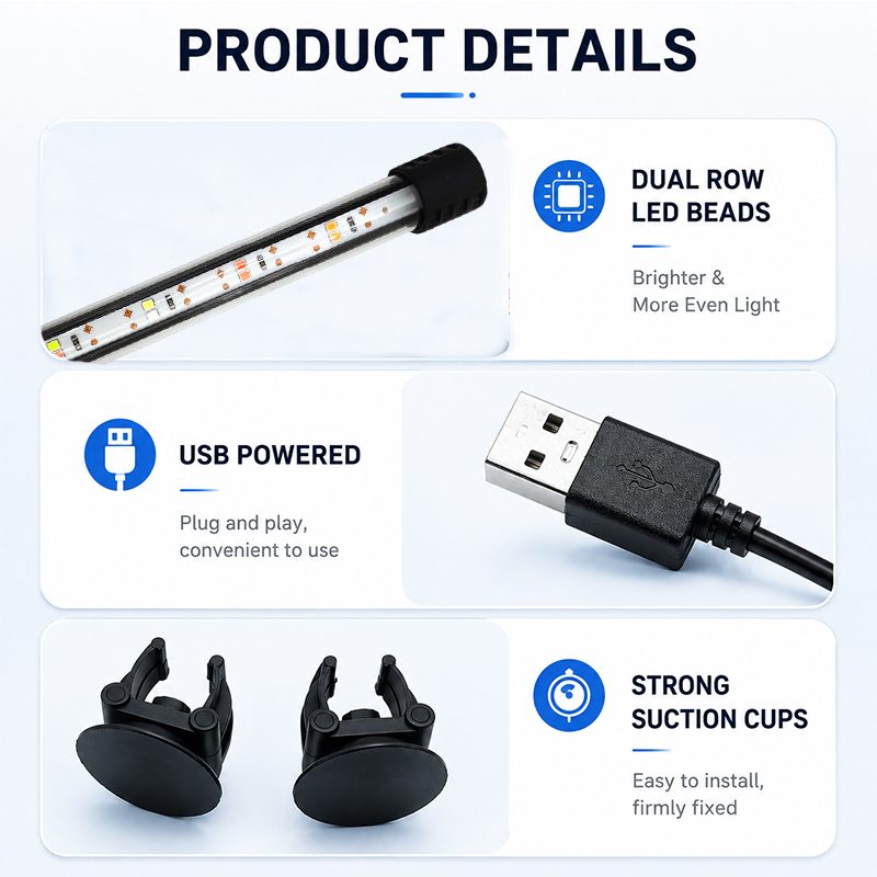 18-58cm USBフルスペクトル水槽用LEDストリップラ - Aquarium Planted Tank Light のレビューと価格
