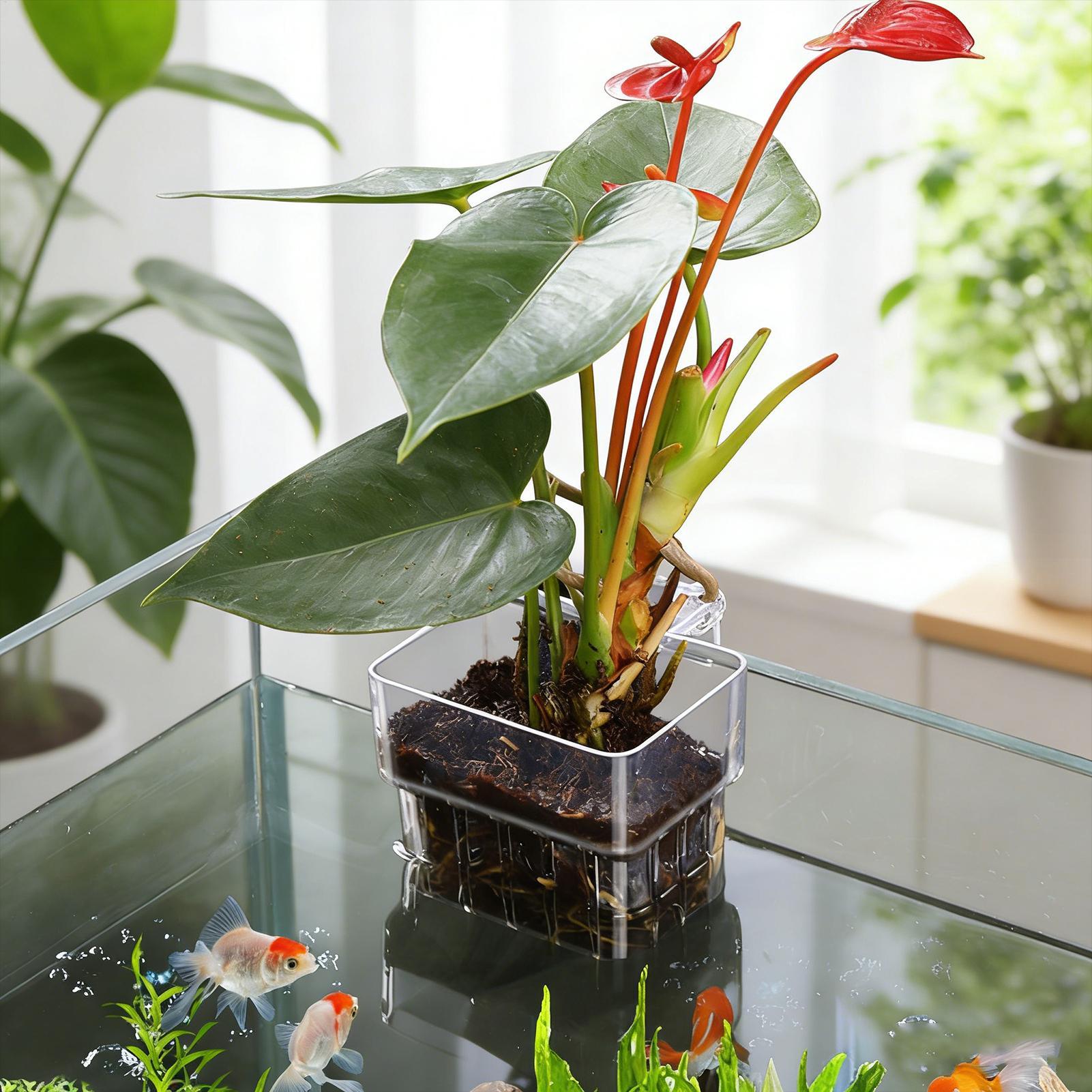 水槽植物バスケット透明水槽吊り下げ装飾ポット水生植物ホルダー - Aquarium Plant Growth のレビューと価格